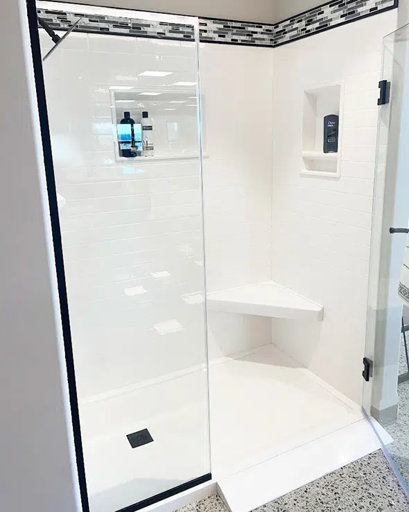 Low-threshold Onyx shower — easier step-in